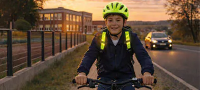 Dziecko jadące rowerem - Compensa Oświata NNW szkolne