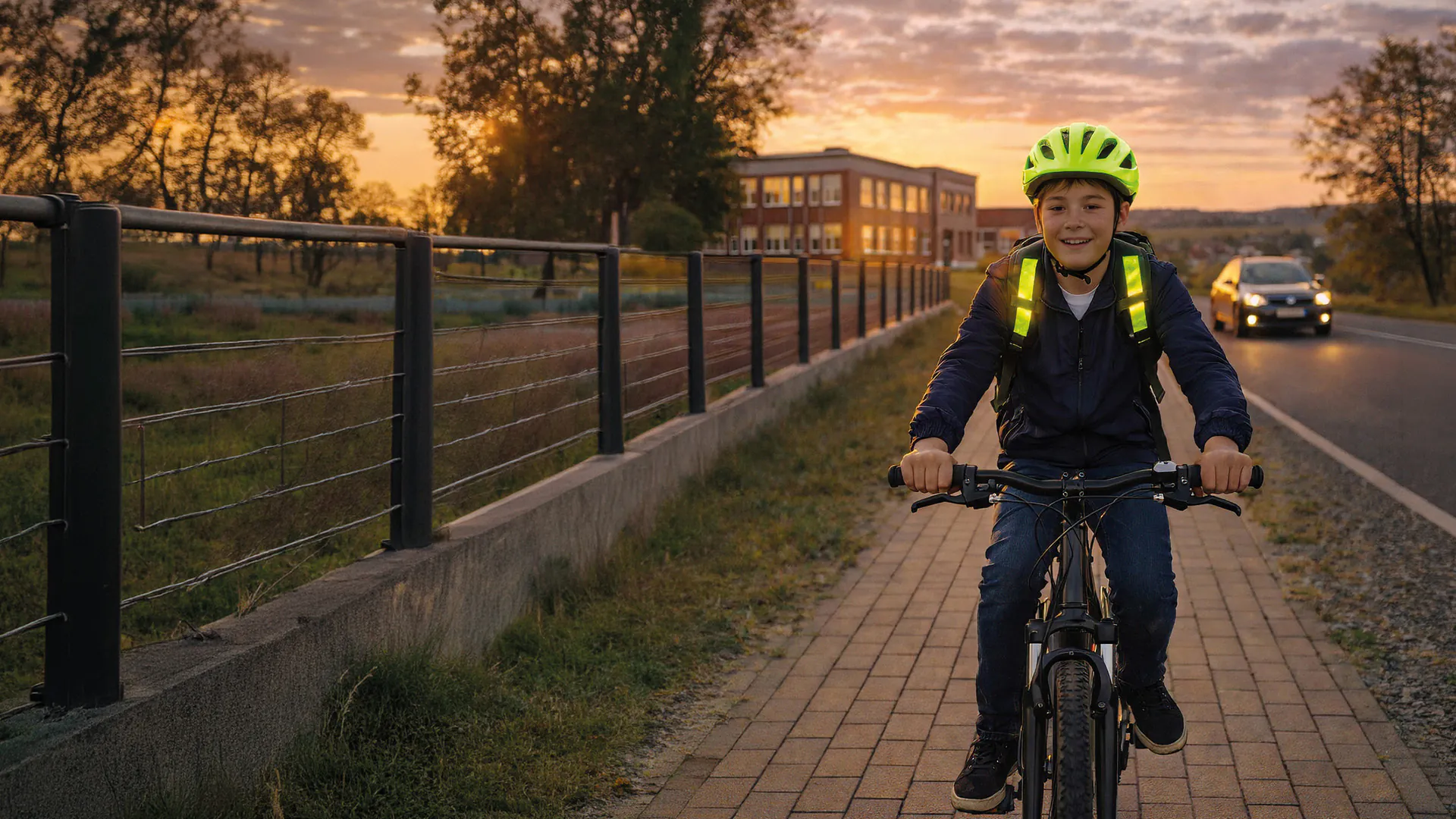 Dziecko jadące rowerem - Compensa Oświata NNW szkolne