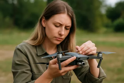 kobieta naprawia drona